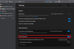 Microsoft Edge获得使淡入睡眠选项卡褪色的选项