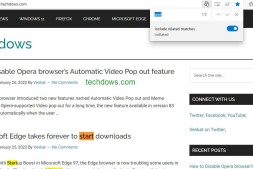 如何禁用 Microsoft Edge 在页面相关匹配项上的查找