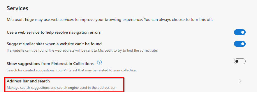 如何在Microsoft Edge中关闭基于键入字符的搜索建议