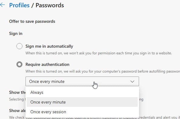 Edge-require-authentication-setting