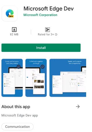 Microsoft-Edge-Dev-Play-Store