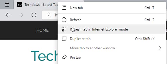 refresh-tab-in-Internet-Explorer-mode-option